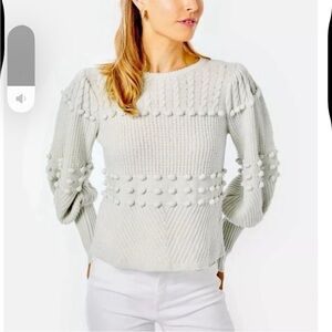 Lilly Pulitzer Gray Pom Pom Sweater